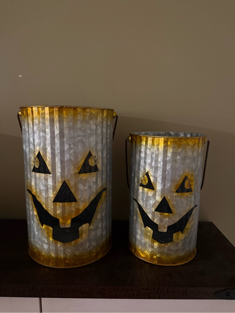 Tin Jack-o'-Lantern Lanterns Set - Silver and Gold